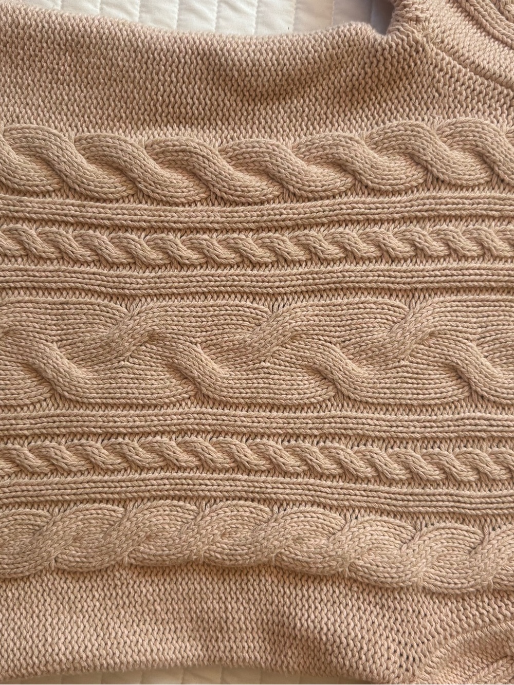 L.L. Bean Classic Double L Cable-Knit Crewneck Sweater in Beige - Picture 6 of 7